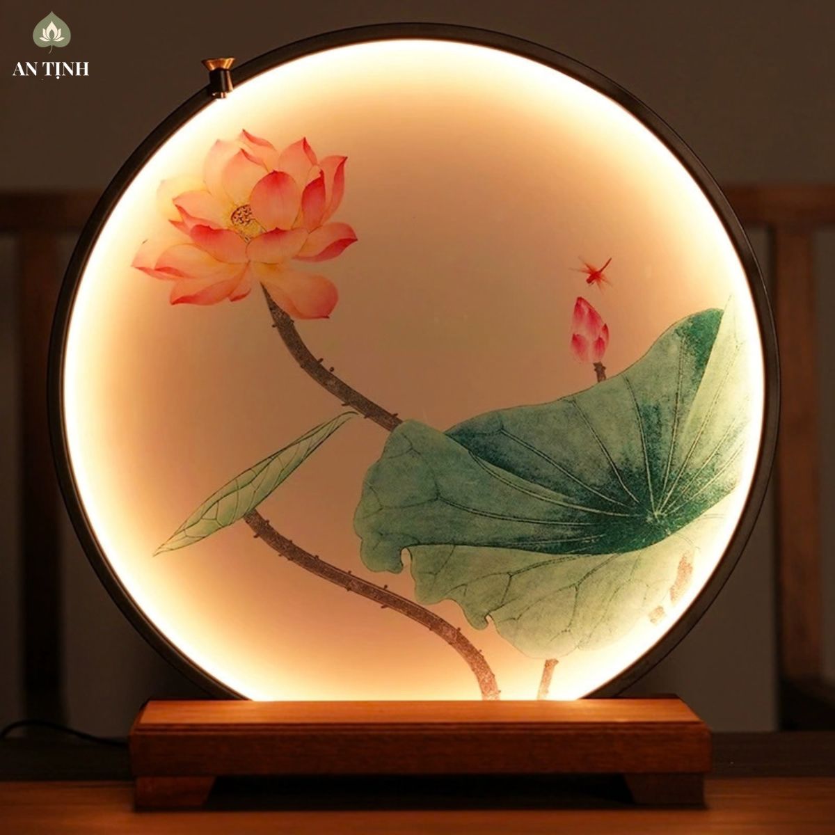 Kệ Đèn LED Trang Trí Tượng Liên Hoa Sen Đỏ