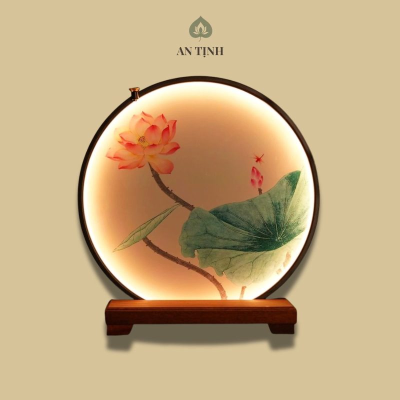 Kệ Đèn LED Trang Trí Tượng Liên Hoa Sen Đỏ