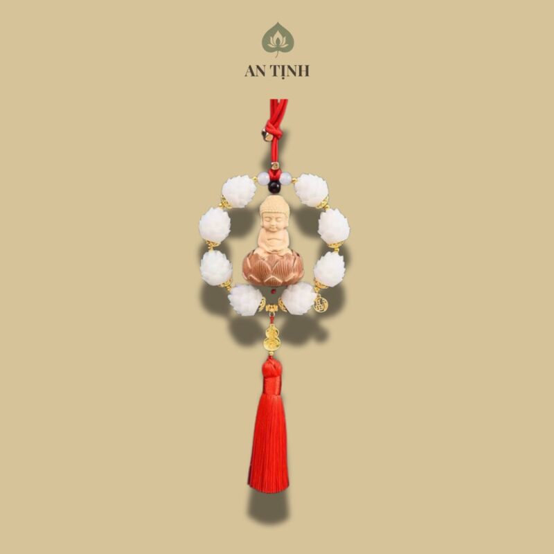 Khánh Treo Xe Ô Tô Phật Thích Ca 8 Bông Sen Đỏ