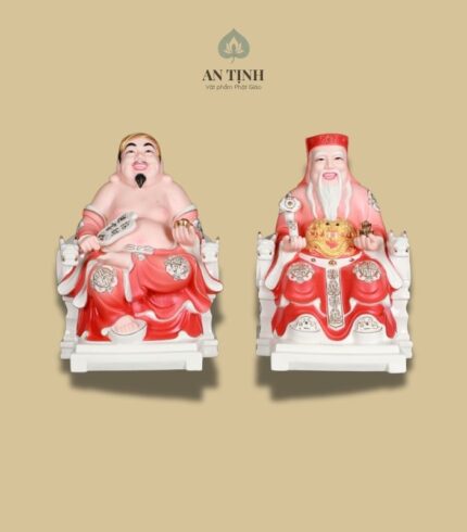 Bộ tượng thần tài thổ địa bằng sứ