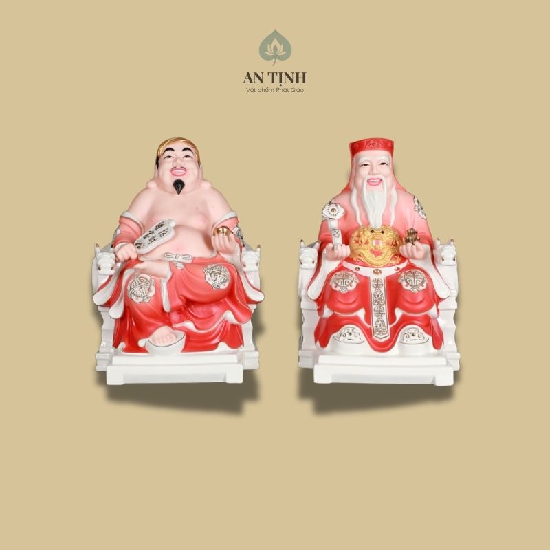 Bộ tượng thần tài thổ địa bằng sứ
