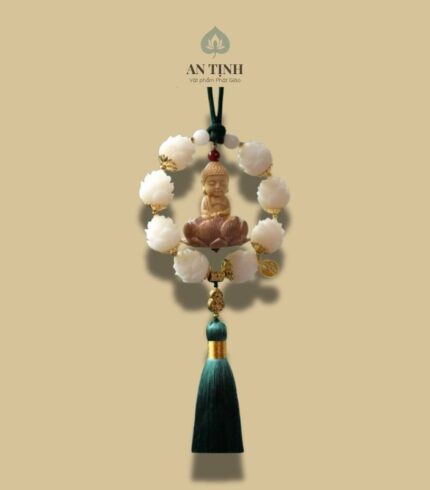 Khánh treo xe ô tô Phật Thích Ca 8 bông sen xanh