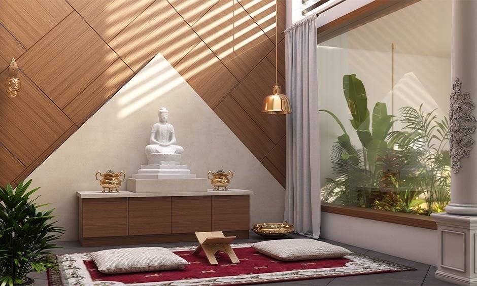 Không gian tụng kinh gọn gàng và sạch sẽ