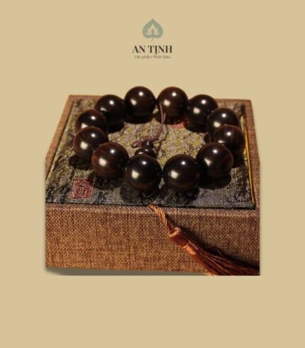 Vòng tay hạt gỗ mun công đen