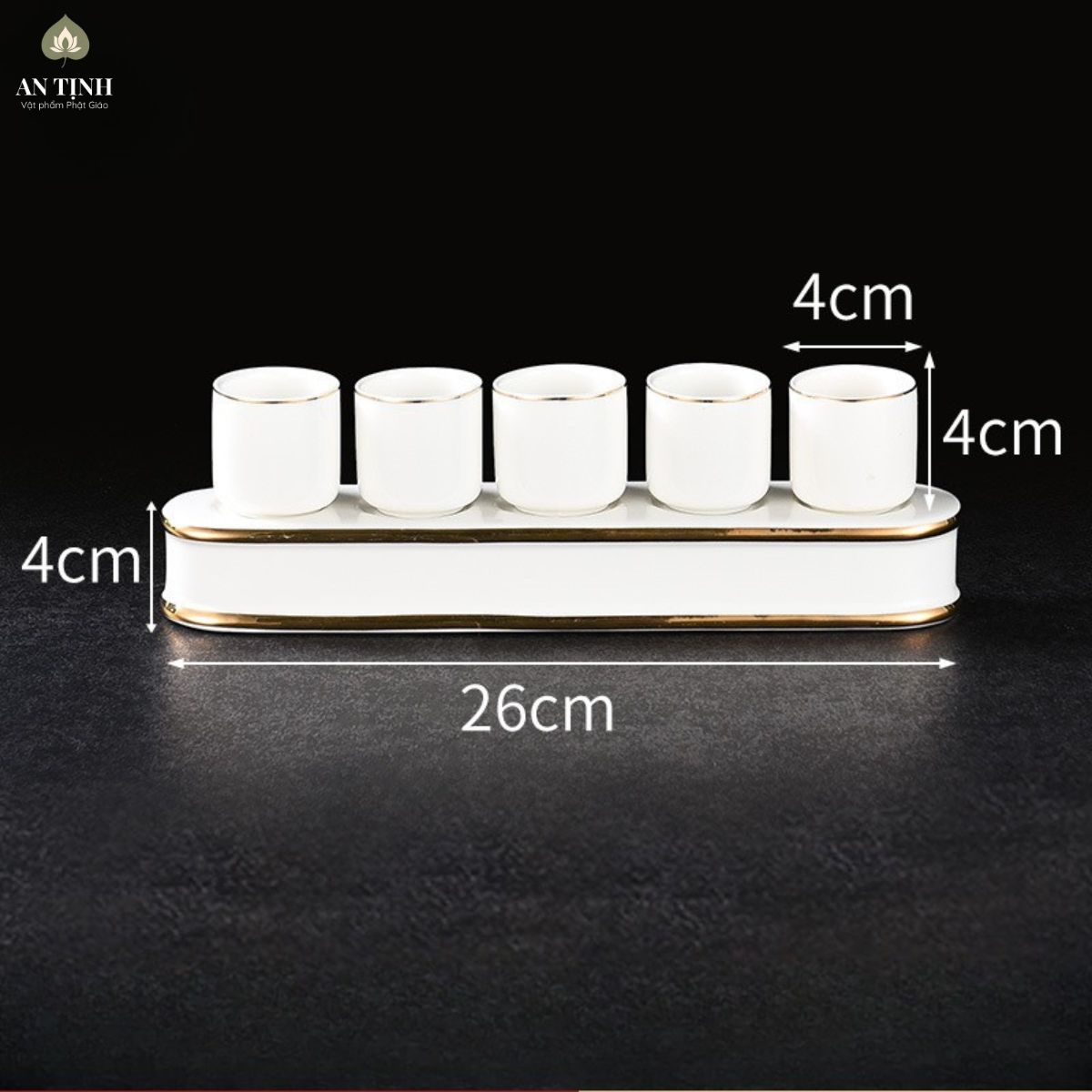 Bộ 5 Cốc Đựng Nước Thờ Gốm Trắng Bộ 5 Cốc Đựng Nước Thờ Gốm Trắng