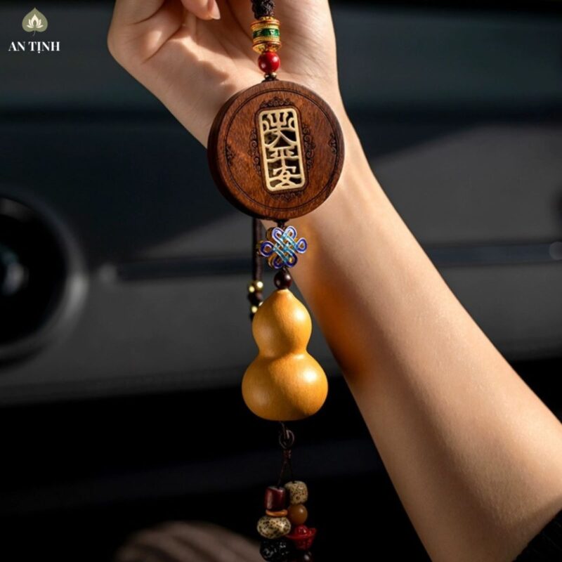 Dây Treo Hồ Lô Gỗ Khắc Chữ Bình An