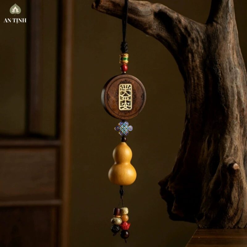 Dây Treo Hồ Lô Gỗ Khắc Chữ Bình An