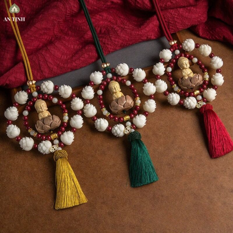 Khánh Treo Xe Ô Tô Phật Thích Ca 10 Bông Sen Kép