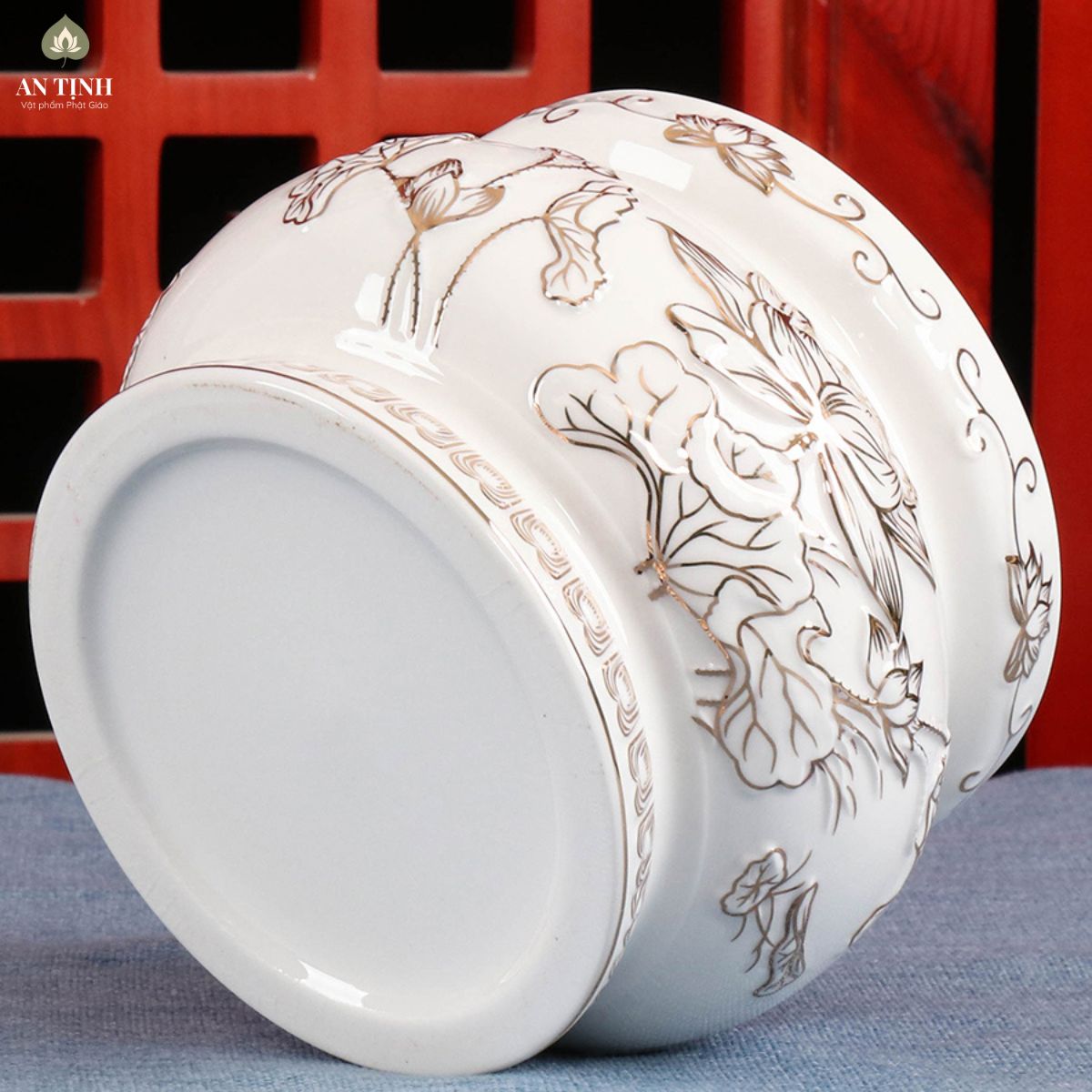 Lư Hương Chạm Nổi Hoa Sen