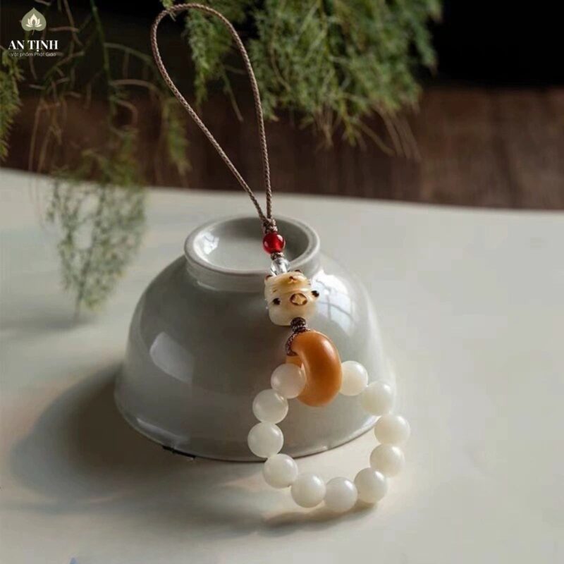 Móc Khóa Điện Thoại Dây Bồ Đề Mèo May Mắn