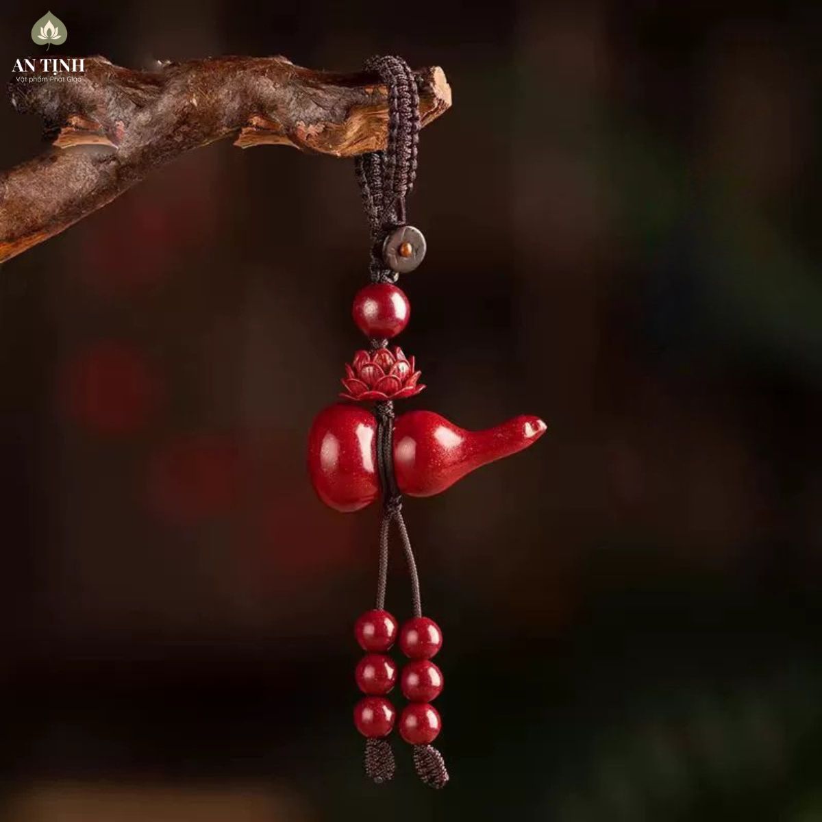 Móc Khóa Hồ Lô Sen Chu Sa