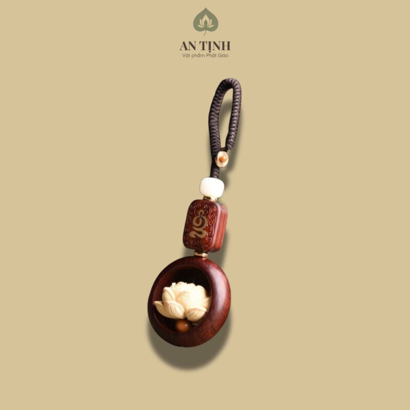 Móc Khóa Hoa Sen Xoay Gỗ Đàn Hương