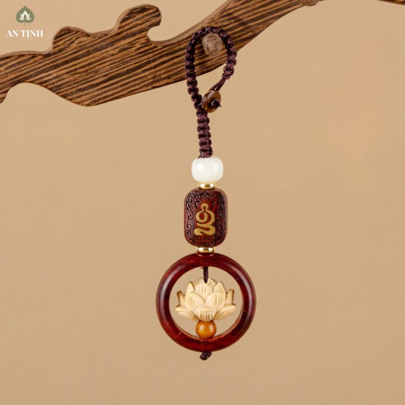 Móc Khóa Hoa Sen Xoay Gỗ Đàn Hương