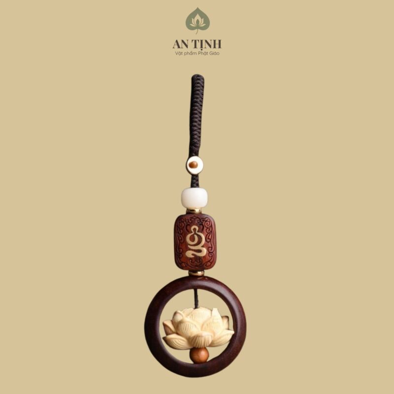 Móc Khóa Hoa Sen Xoay Gỗ Đàn Hương