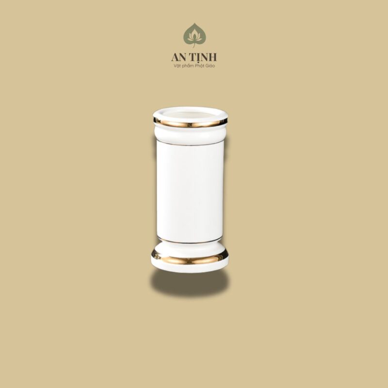 Ống Đựng Hương Gốm Trắng Cao 17cm
