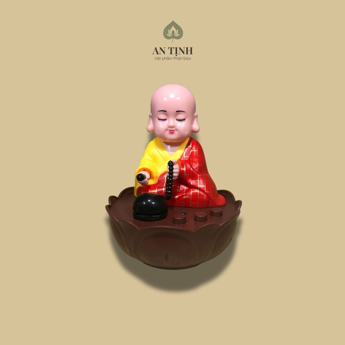 Tượng Chú Tiểu Gõ Mõ Tụng Kinh Có Nhạc