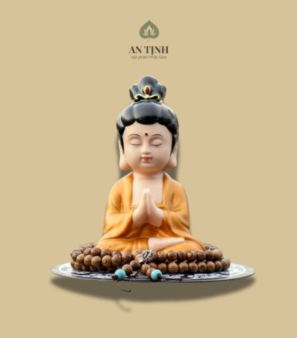 Tượng Để Xe Phật Quan Âm Mặc Áo Vàng