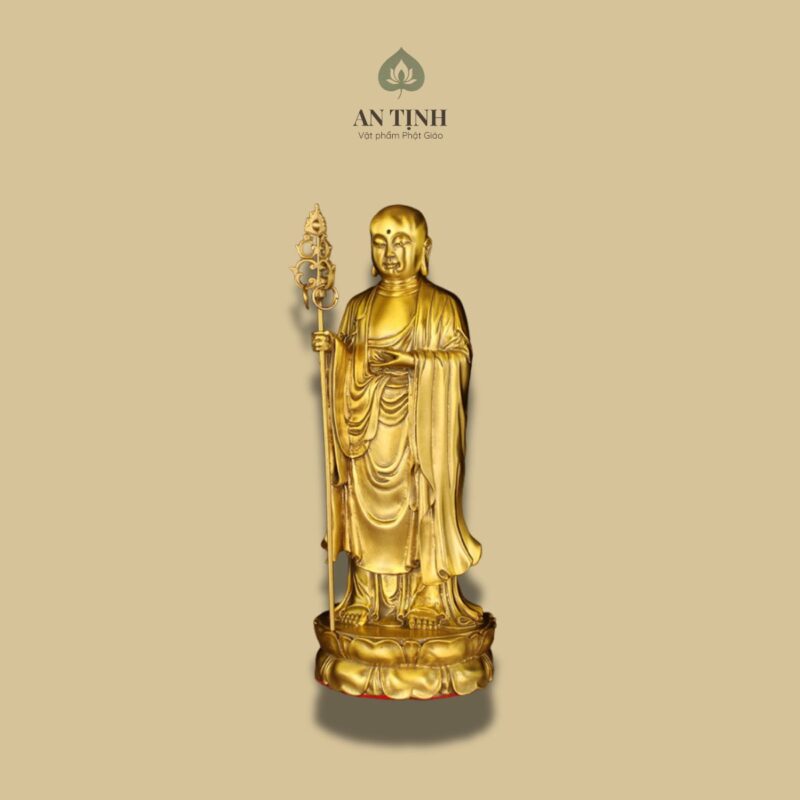 Tượng Địa Tạng Vương Bằng Đồng cao 19cm
