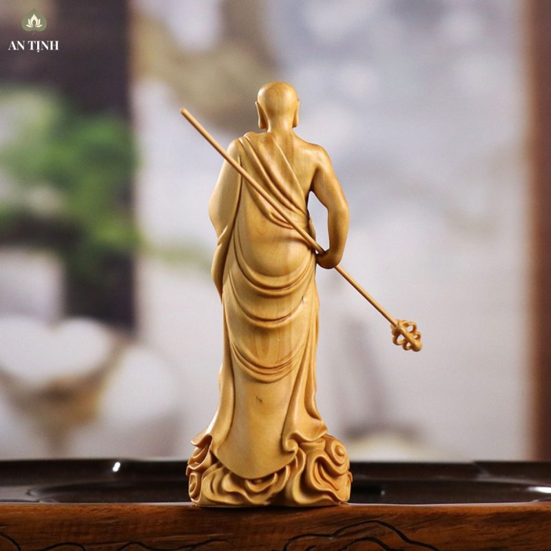 Tượng Địa Tạng Vương Gỗ Hoàng Dương 20cm