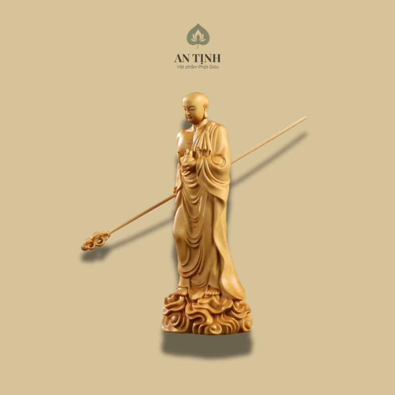 Tượng Địa Tạng Vương Gỗ Hoàng Dương 20cm