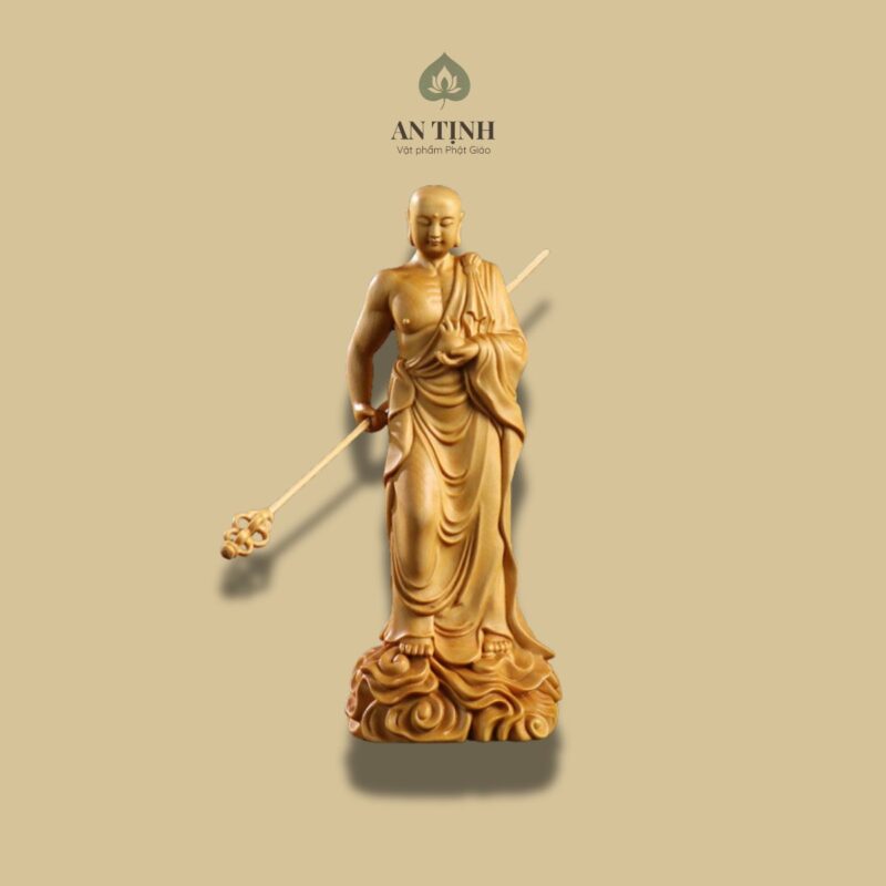 Tượng Địa Tạng Vương Gỗ Hoàng Dương 20cm