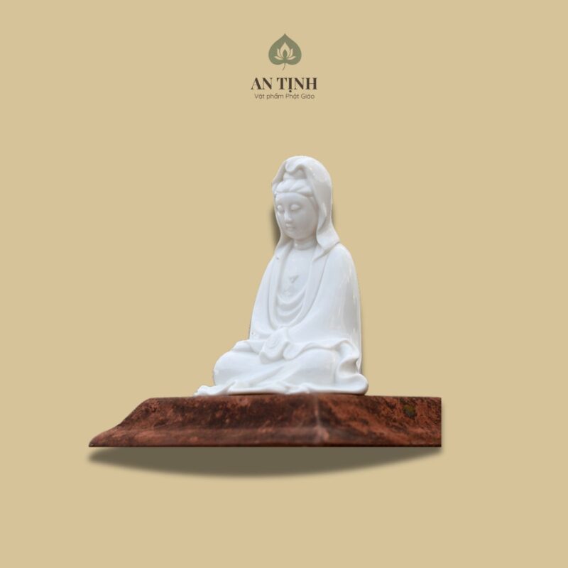Tượng Phật Bà Quan Âm Sứ Trắng 9cm 2