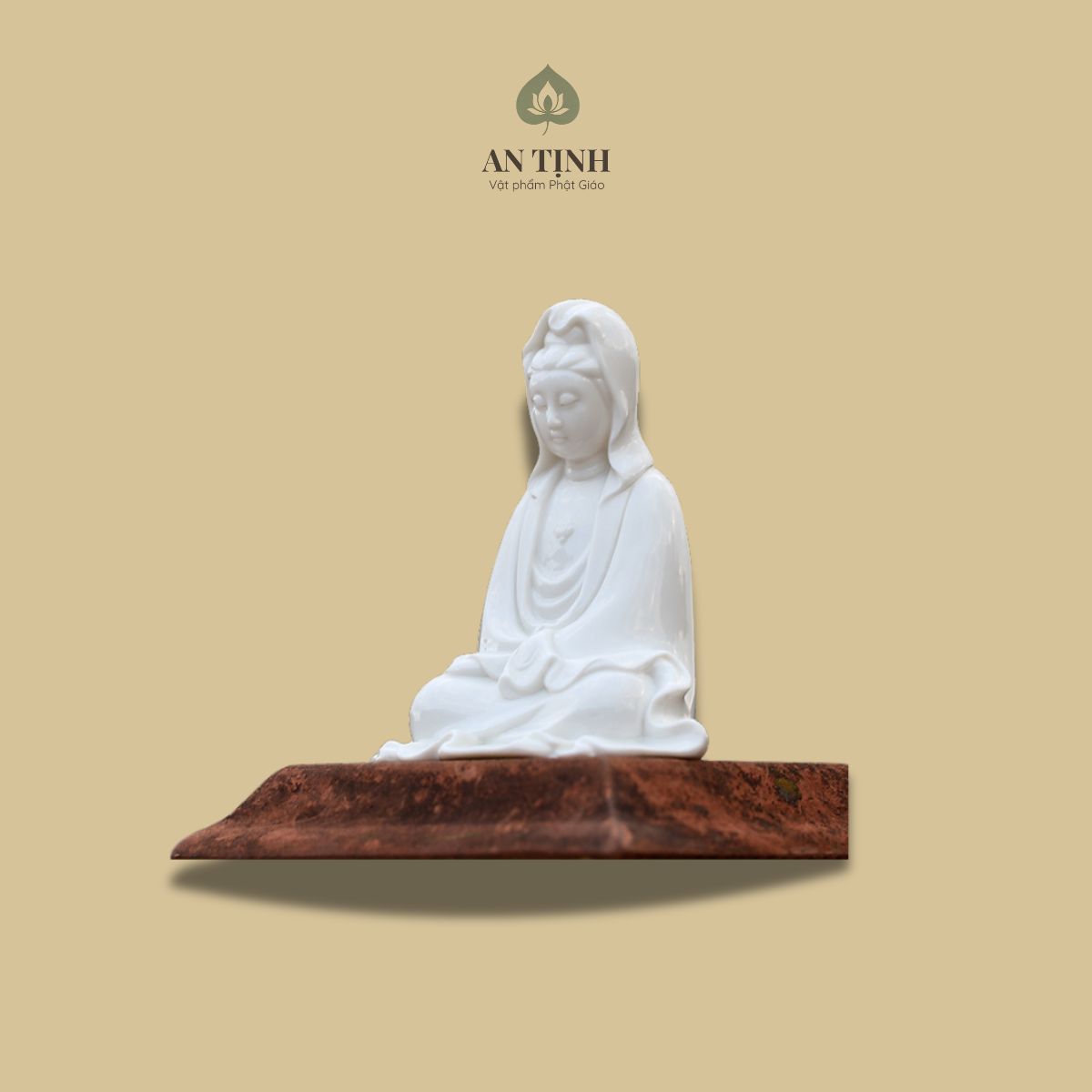Tượng Phật Bà Quan Âm Sứ Trắng 9cm 2