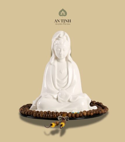 Tượng Phật Bà Quan Âm Sứ Trắng 9cm