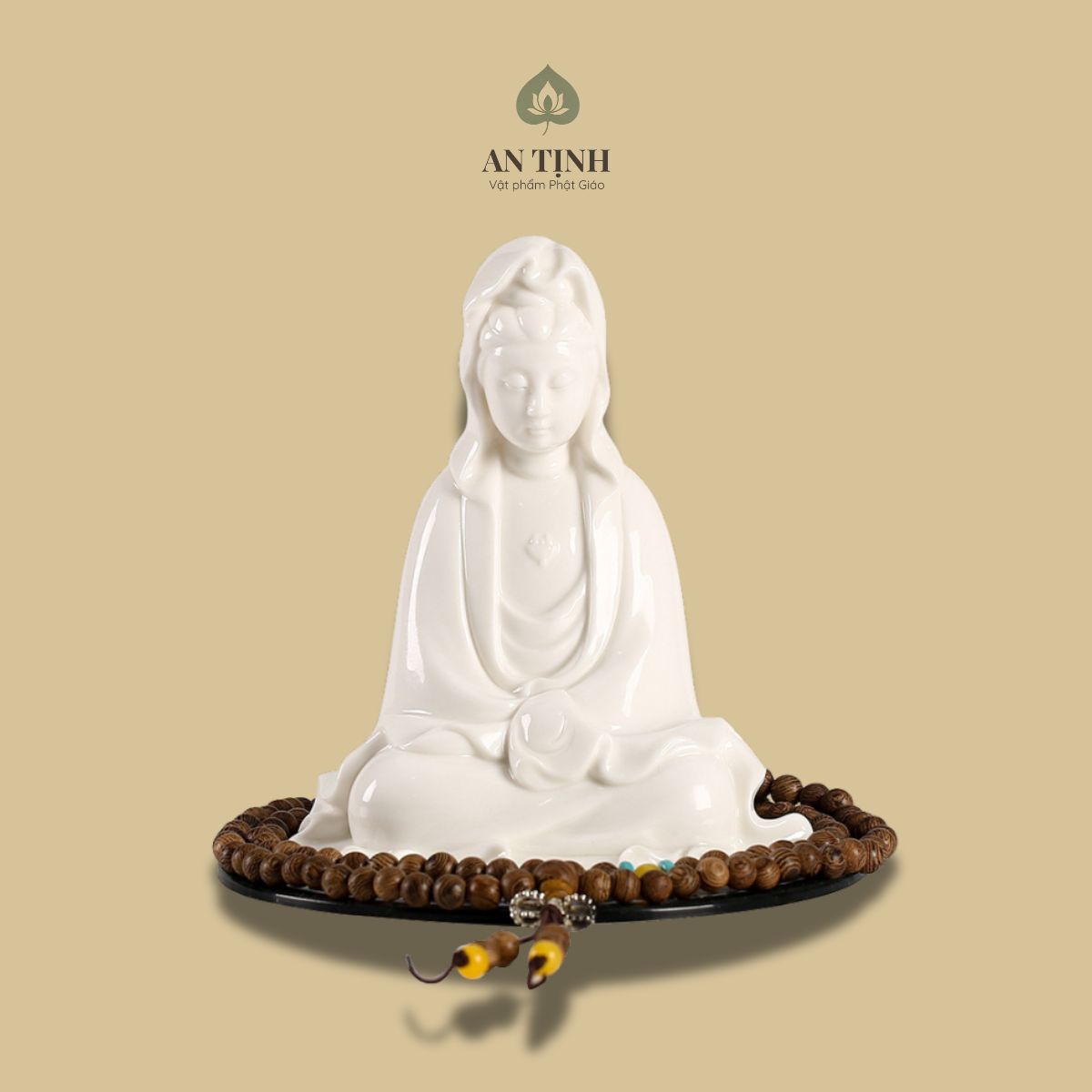 Tượng Phật Bà Quan Âm Sứ Trắng 9cm