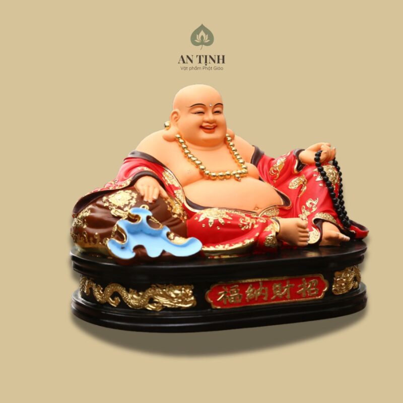 Tượng Phật Di Lặc Mặc Áo Đỏ Dài 38cm