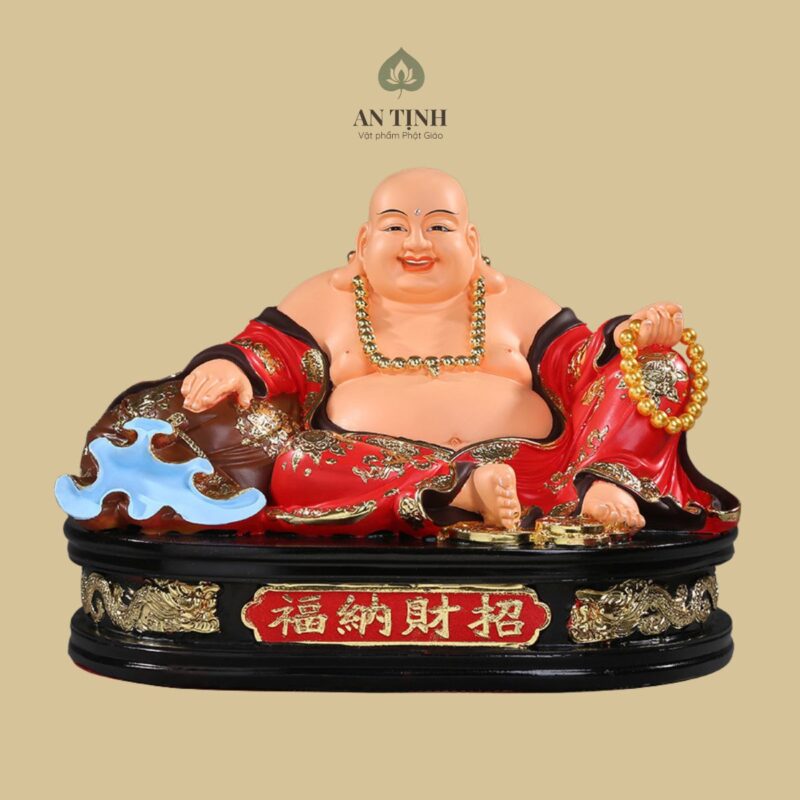 Tượng Phật Di Lặc Mặc Áo Đỏ Dài 38cm