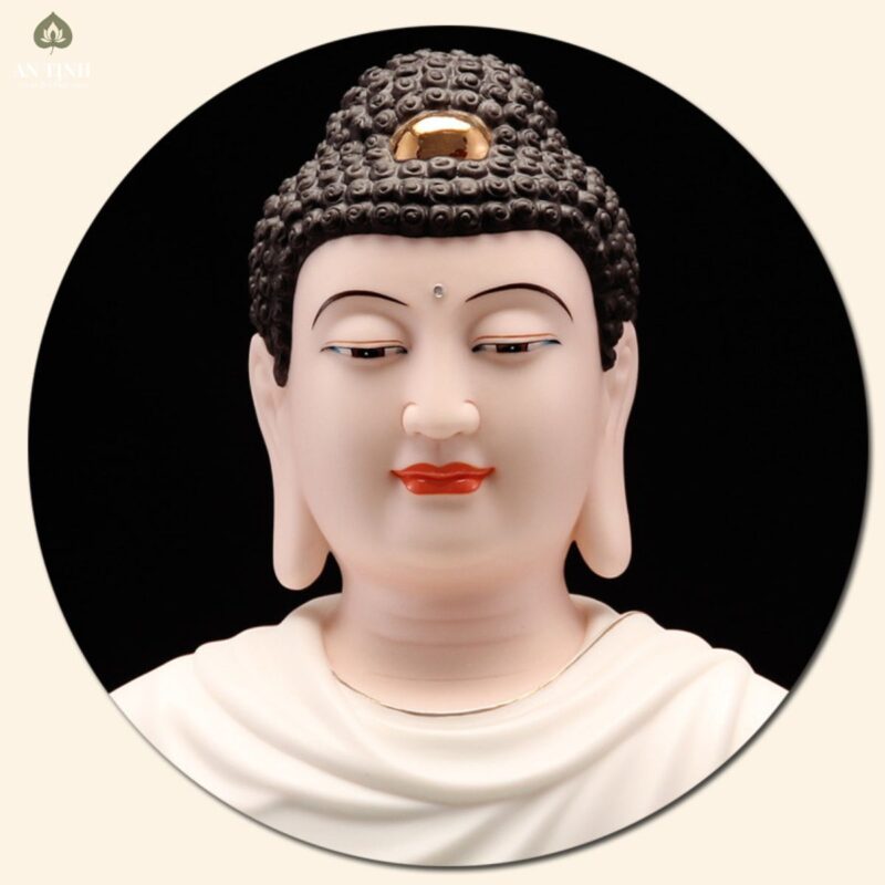 Tượng Phật Thích Ca Ngồi Tĩnh Lặng Đá Cẩm Thạch Trắng 30cm