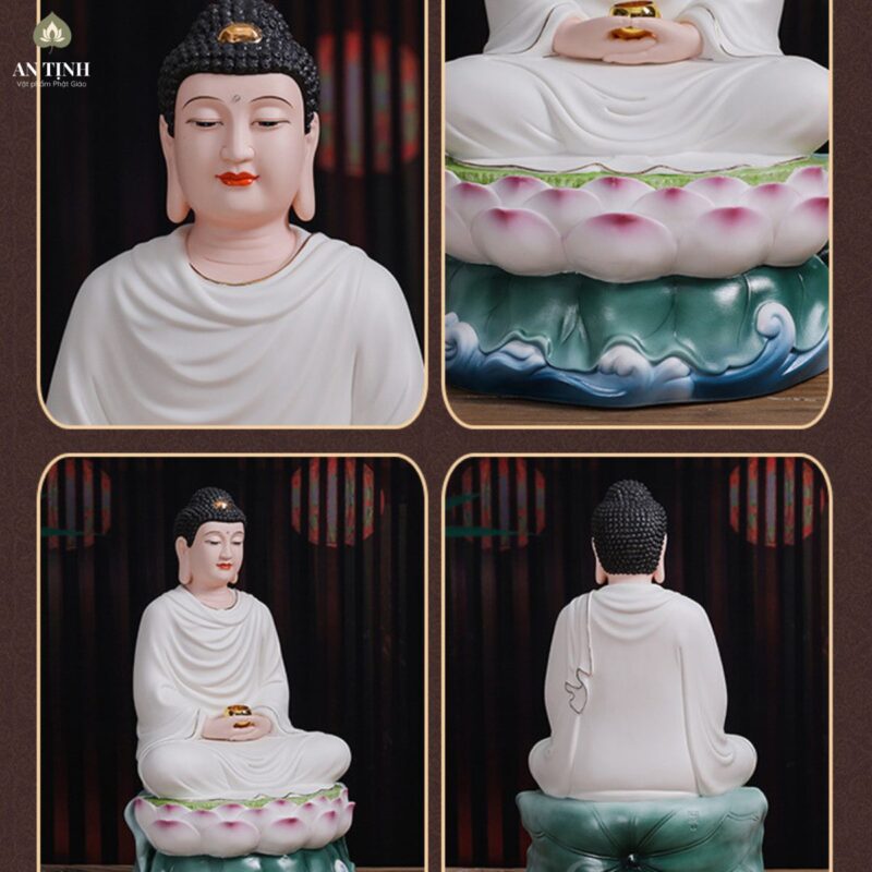 Tượng Phật Thích Ca Ngồi Tĩnh Lặng Đá Cẩm Thạch Trắng 30cm