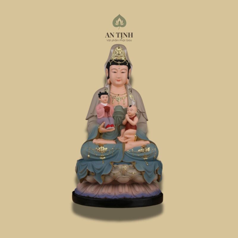 Tượng Quan Âm Bế Tiên Đồng Ngọc Nữ