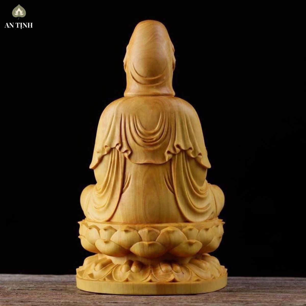 Tượng Quan Thế Âm Ngồi Đài Sen Gỗ Hoàng Dương