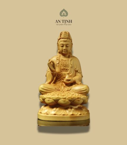 Tượng Quan Thế Âm Ngồi Đài Sen Gỗ Hoàng Dương
