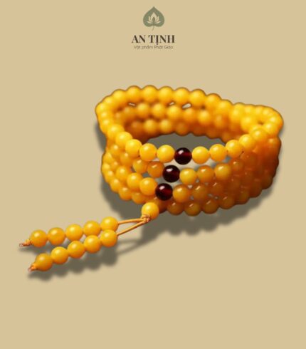 Vòng Đeo Tay 108 Hạt Màu Sáp Ong