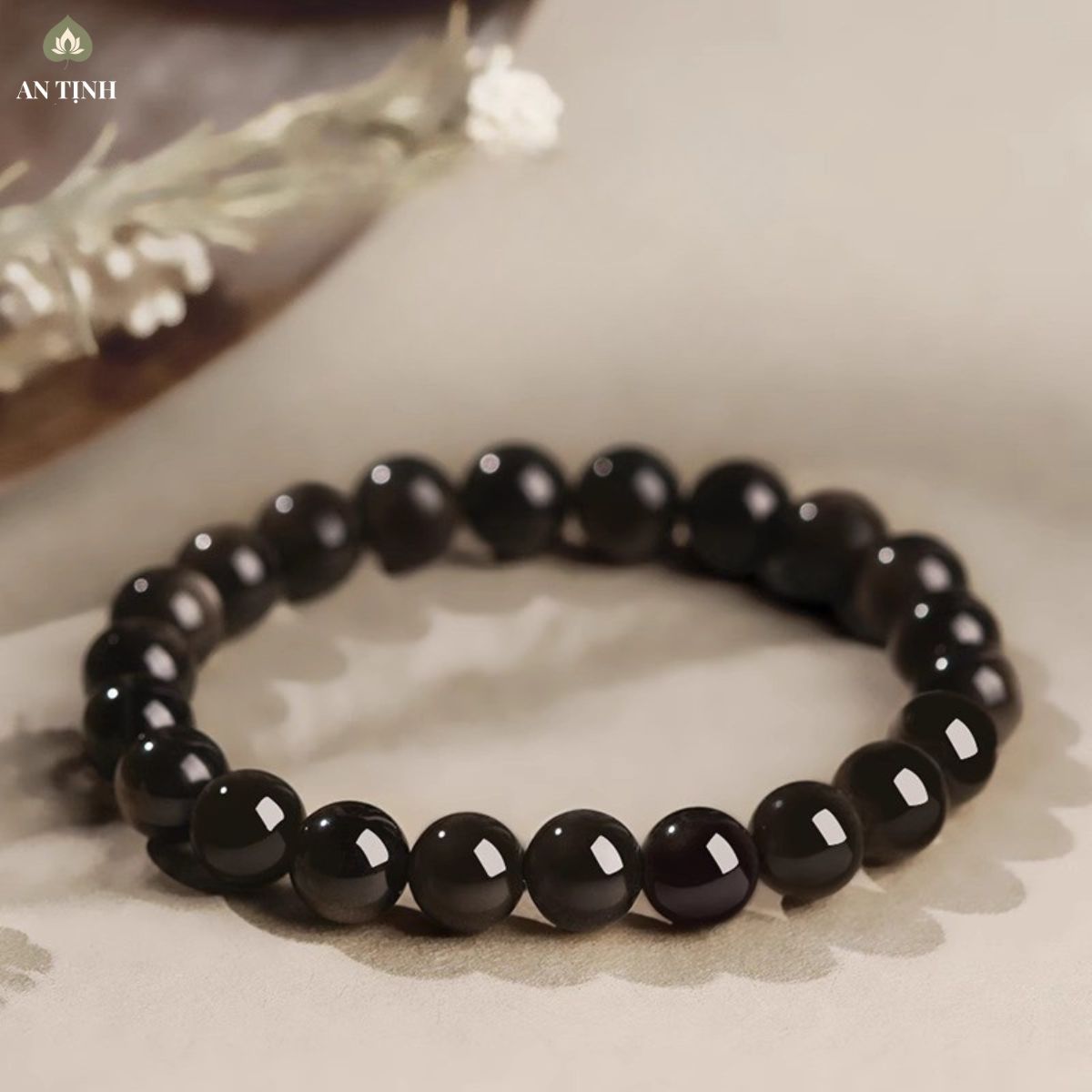 Vòng Tay Obsidian Đen Bóng (5) Vòng tay đá obsidian
