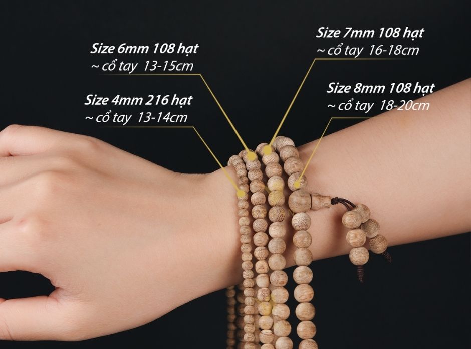 Việc chọn kích thước hạt không chỉ ảnh hưởng đến thẩm mỹ, mà còn tác động đến sự thoải mái khi đeo và trải nghiệm khi hành trì.