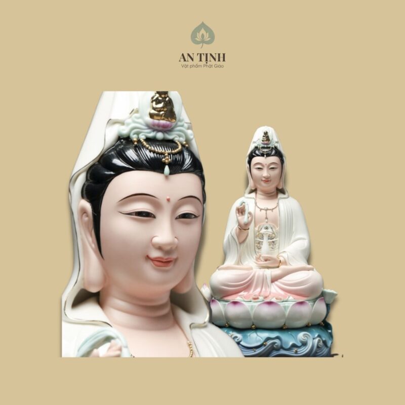 Tượng Phật Bà Quan Âm ngồi hoa sen