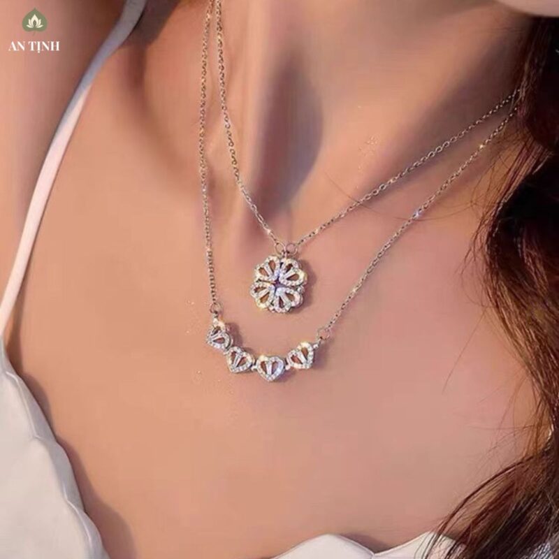 Dây Chuyền Trái Tim Cỏ Bốn Lá May Mắn