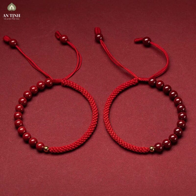 Vòng tay chỉ đỏ đá chu sa 8mm