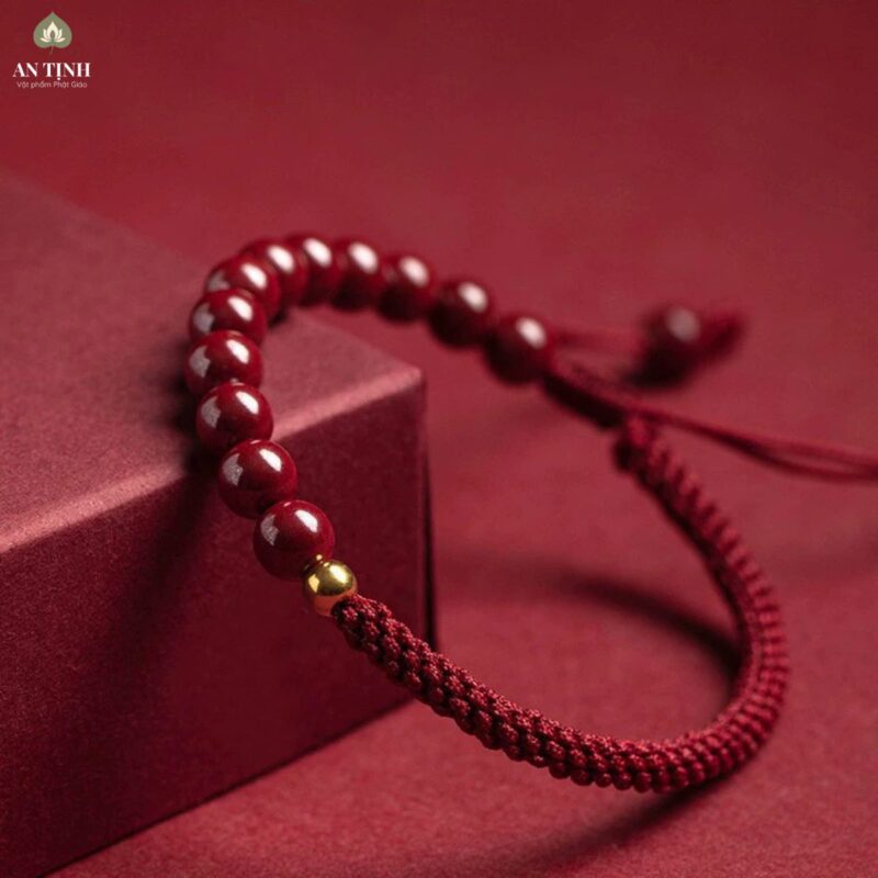 Vòng tay chỉ đỏ đá chu sa 8mm