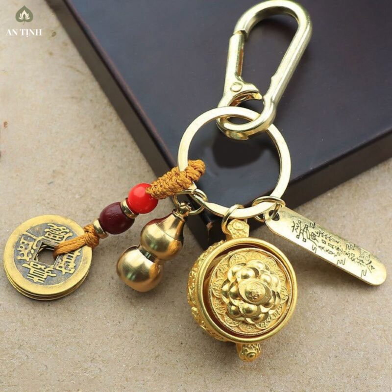 Móc khóa bát tụ bảo xoay phong thủy