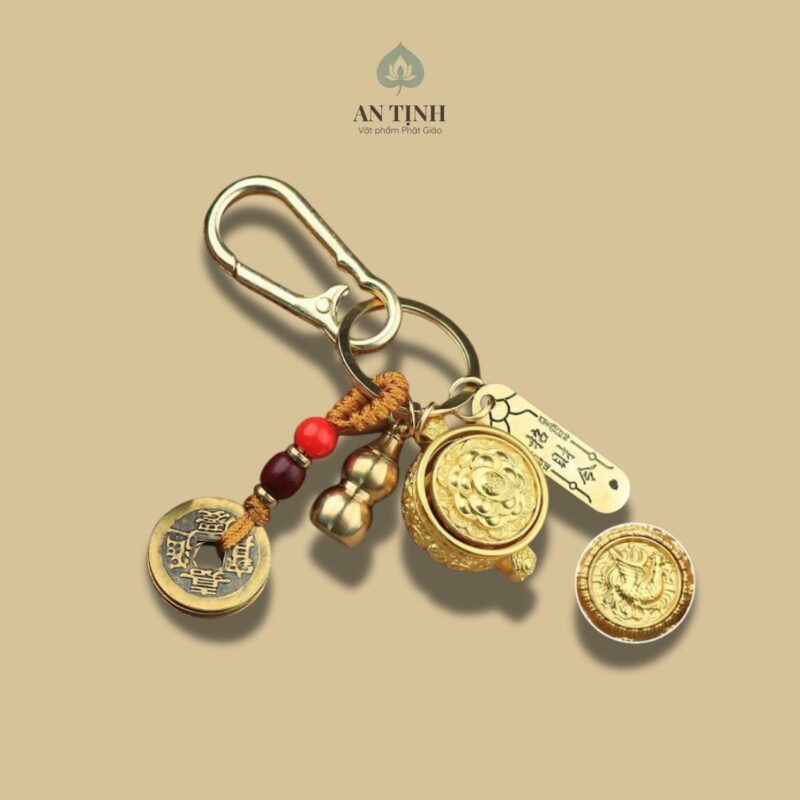 Móc khóa bát tụ bảo xoay phong thủy tuổi dậu
