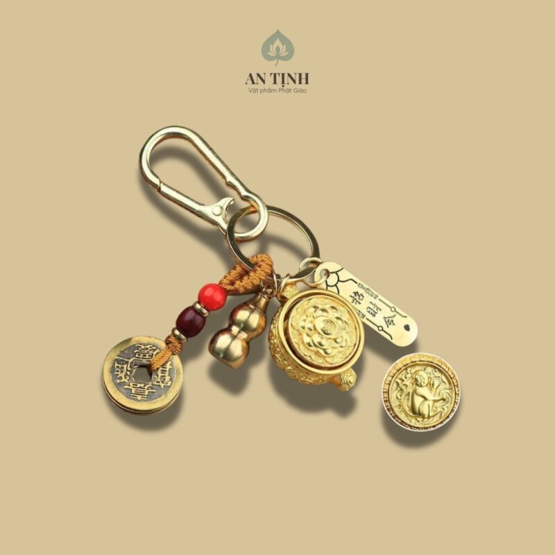 Móc khóa bát tụ bảo xoay phong thủy tuổi thân