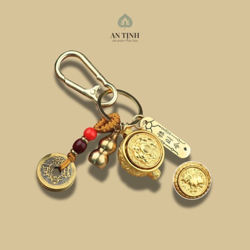 Móc khóa bát tụ bảo xoay phong thủy tuổi tuất