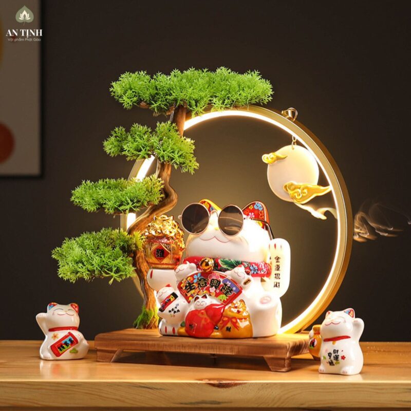 Kệ Đèn Led Cây Xanh Để Bàn