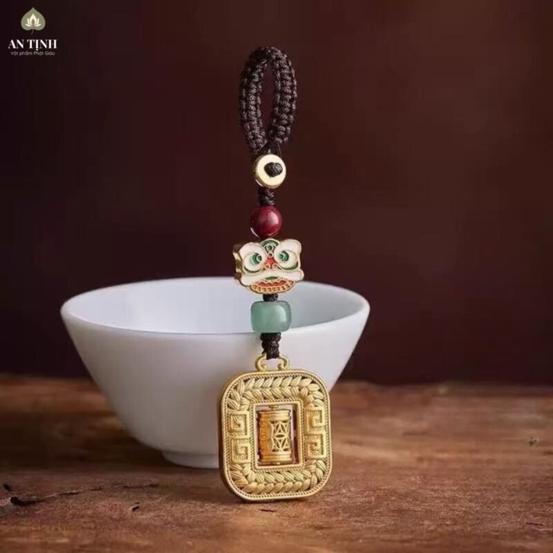 Móc Khóa Đồng Vàng Mặt Lân Bình An