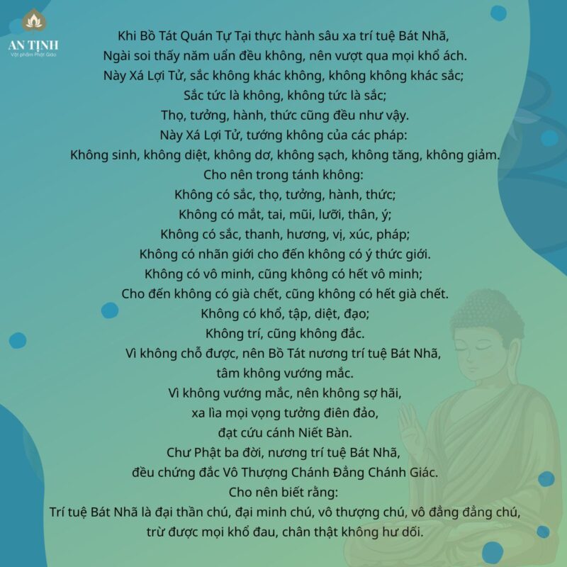 Bát Nhã Tâm Kinh Dịch Nghĩa Tiếng Việt